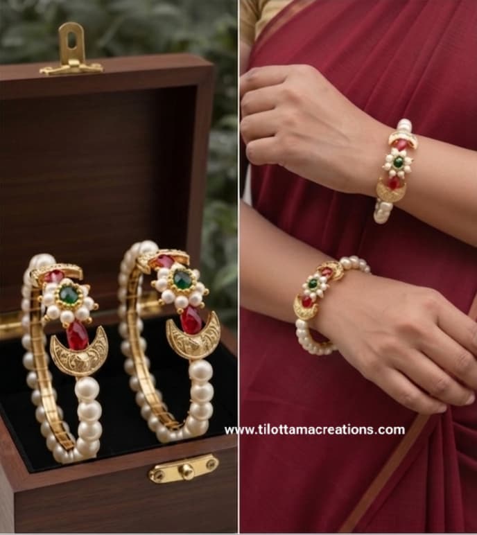 Regal Chandbali Pearl Kangan Set