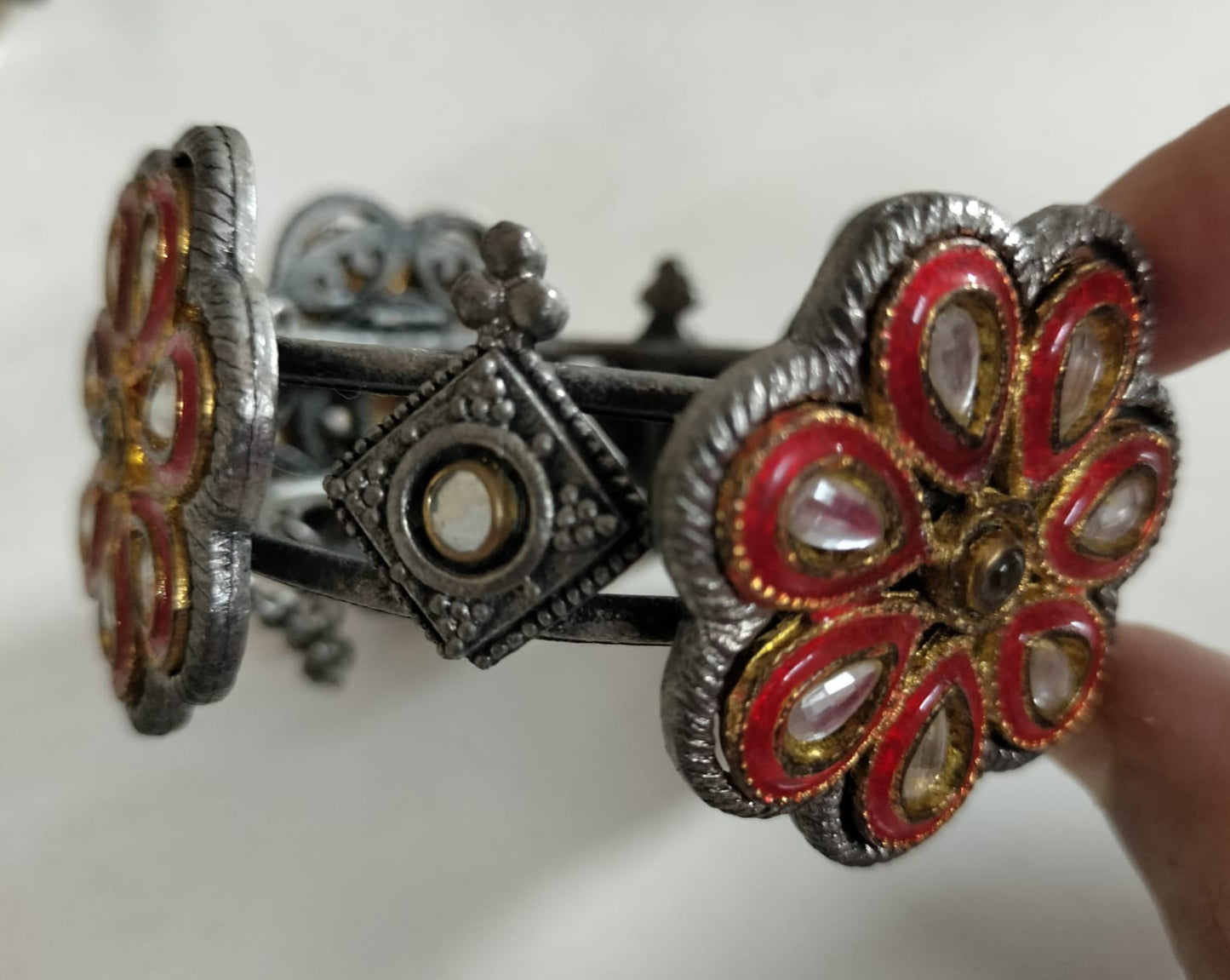 Ethnic Kundan & Meenakari Floral Kada
