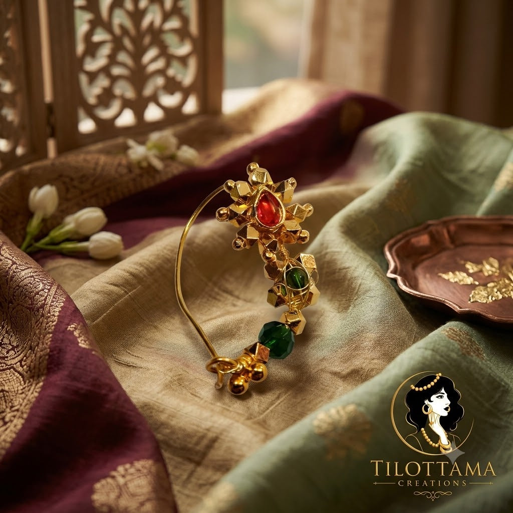 The Tilottama Emerald & Ruby Crescent Nath