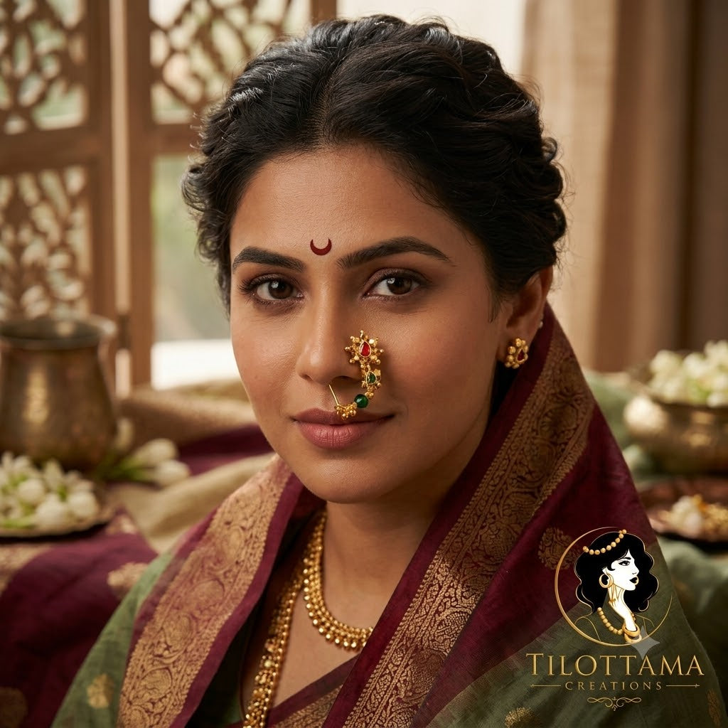 The Tilottama Emerald & Ruby Crescent Nath