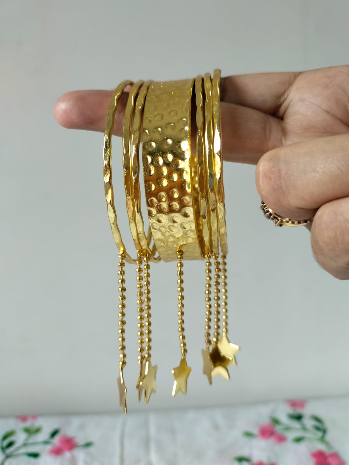 Celestial Hammered Gold Charm Set