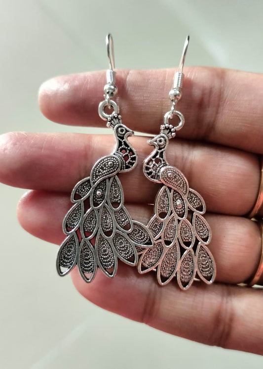 Majestic Plumage Silver Earrings