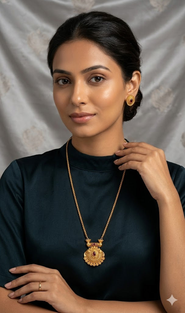The Surya Antique Medallion Long Necklace Set
