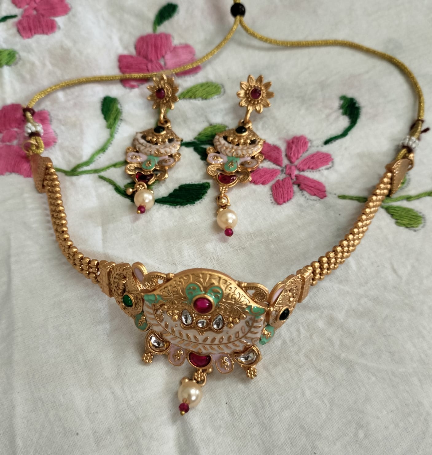 The Imperial Enamel and Ruby Bridal Choker Set