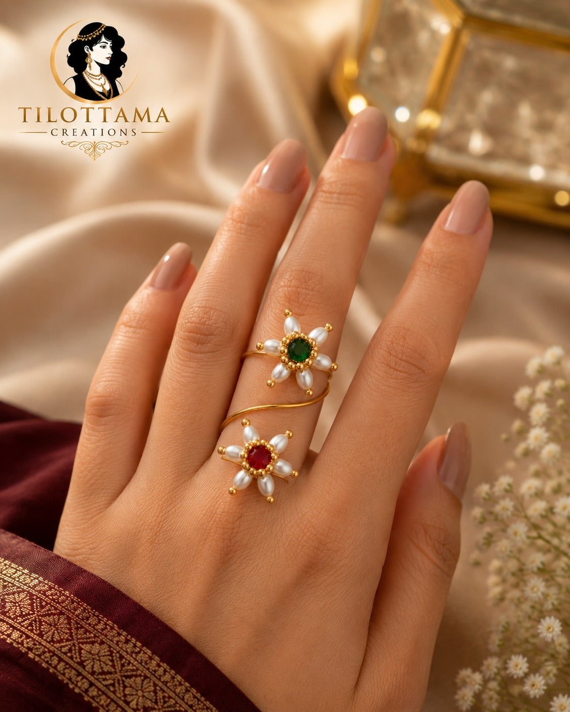 The Blossom Spiral Dual-Stone Ring