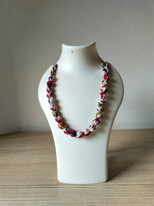 Kalamkari Bloom Fabric Bead Necklace