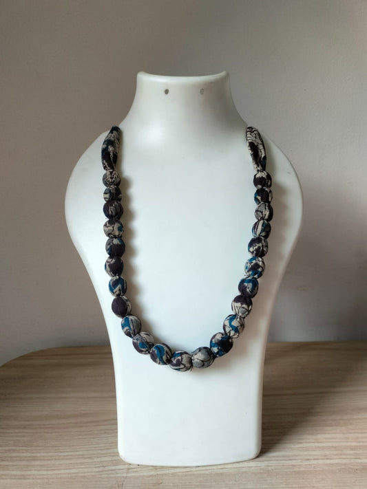 Indigo Twilight Fabric Bead Necklace