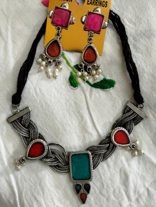 Vibrant Tribal Fusion Jewelry Set