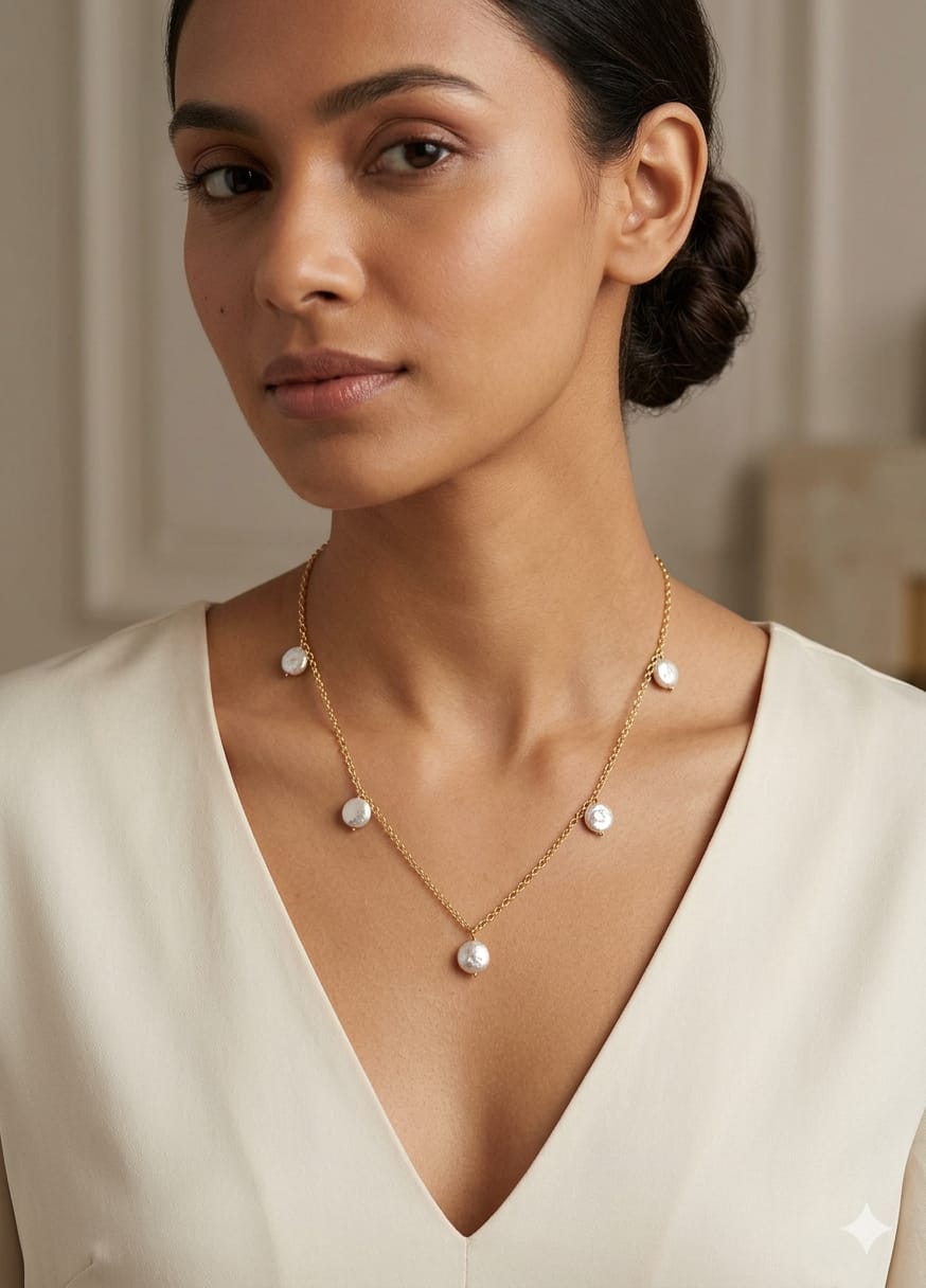 The Ethereal Coin Pearl Station Necklace