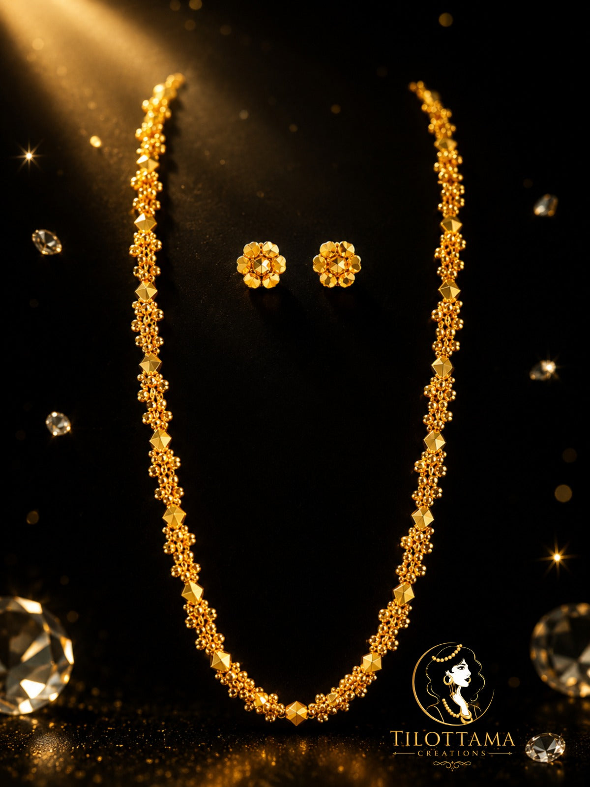 Vintage Golden Bead-Cluster Mala Set