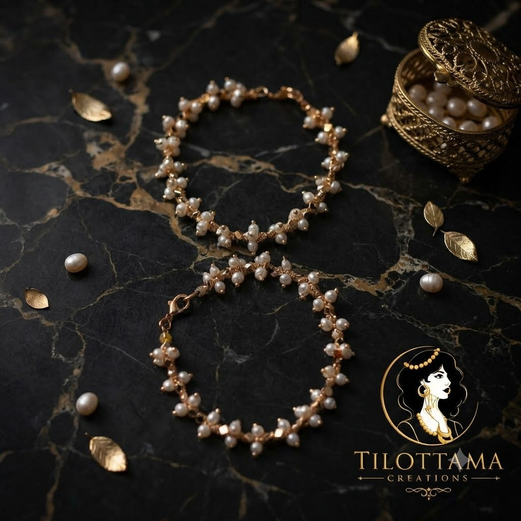The Aurelia Pearl Cluster Bangles