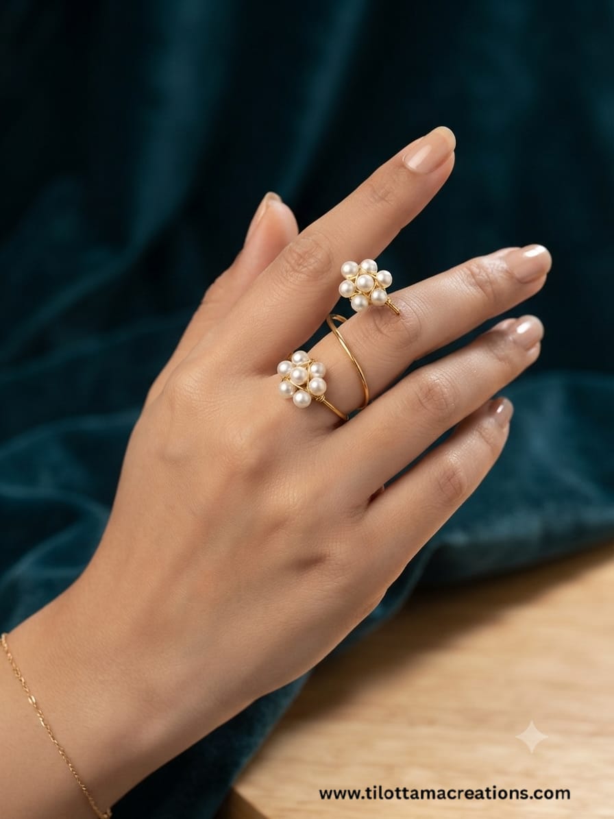 Twin Pearl Cluster Statement Ring