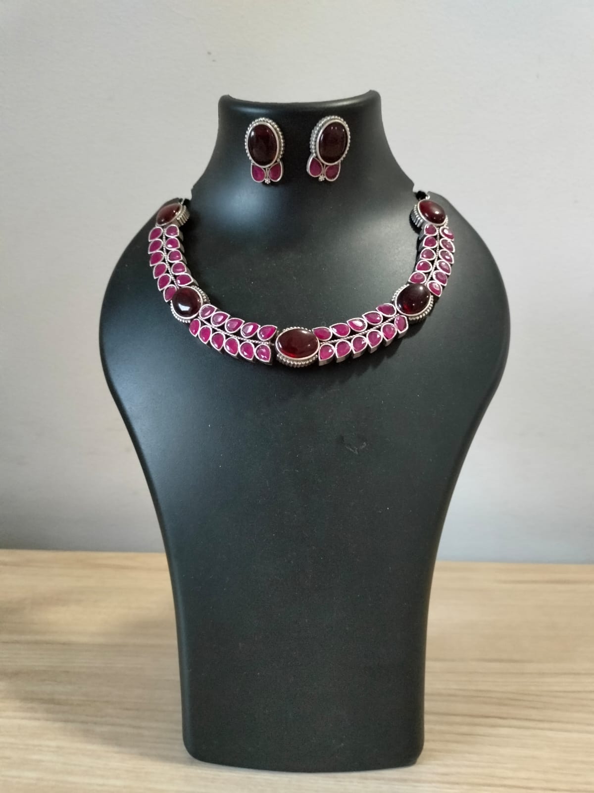 The Crimson Petal Silver Choker