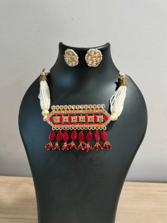 Prism Rose Kundan Choker Set