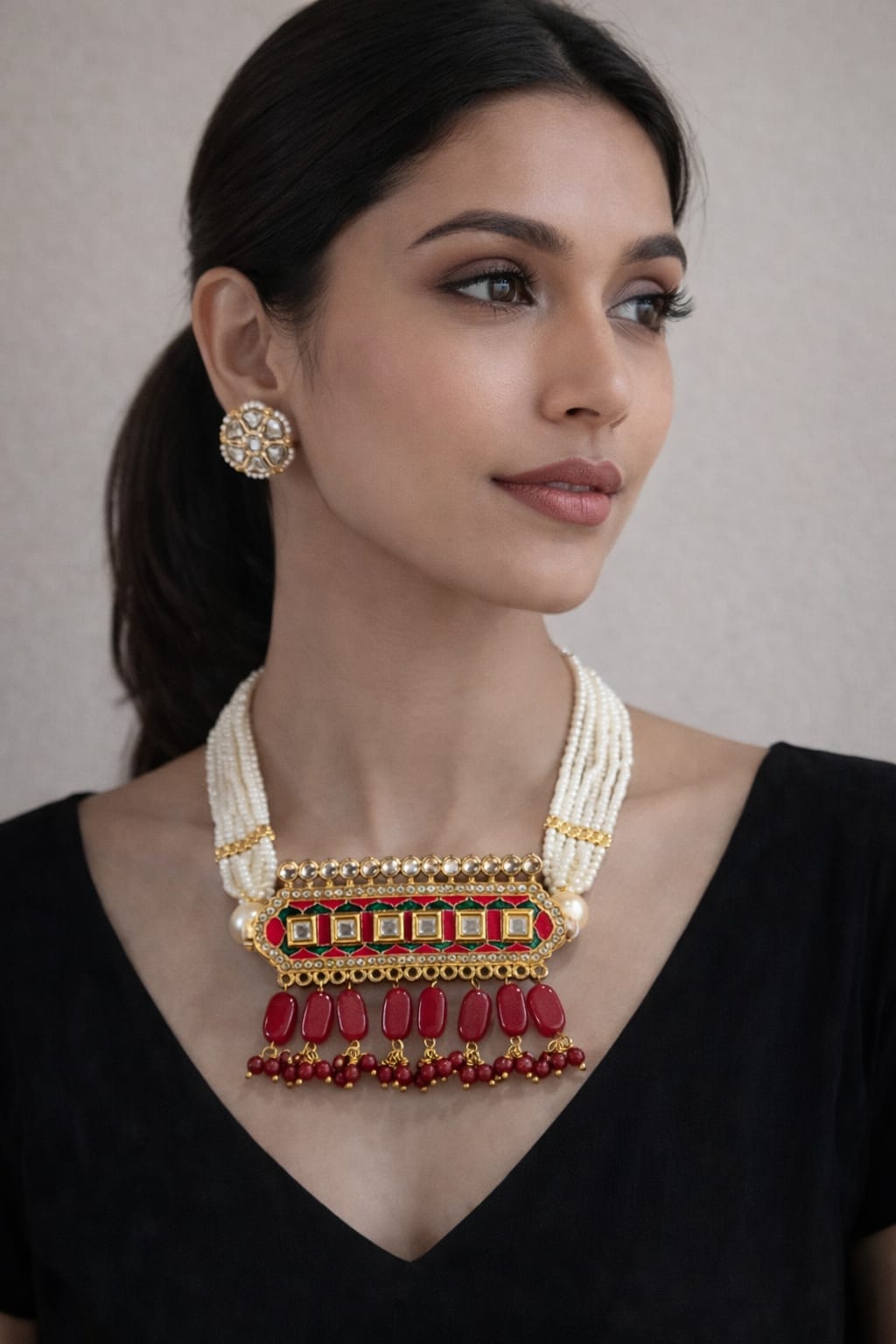 Prism Rose Kundan Choker Set