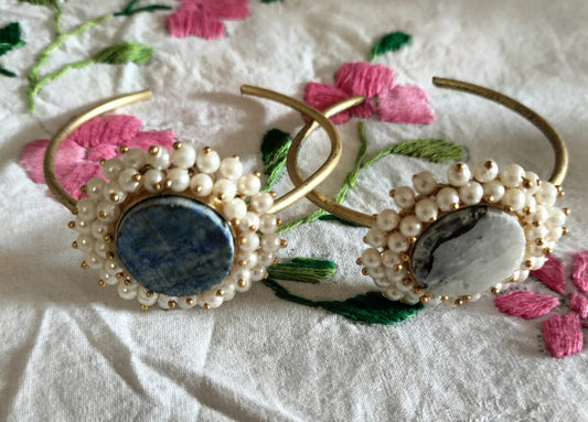 Pearl-Encrusted Gemstone Kada
