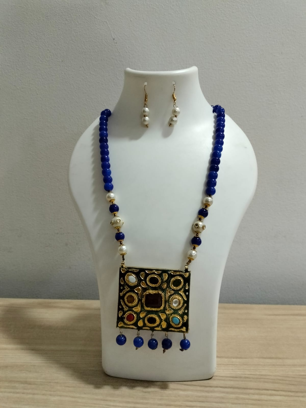 Cobalt Mosaic Statement Pendant Set