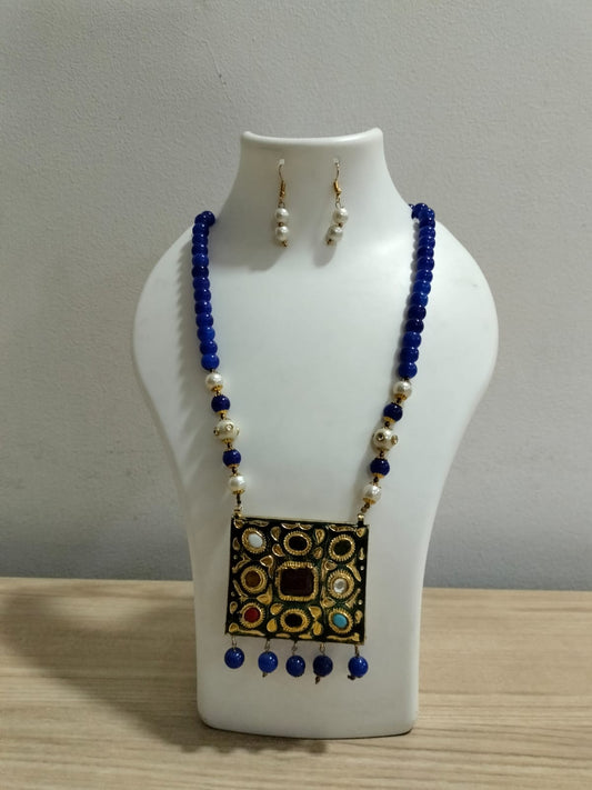 Cobalt Mosaic Statement Pendant Set