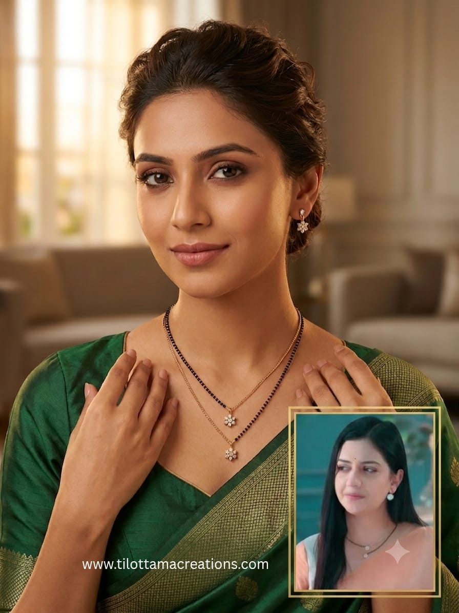 Double-Layered Solitaire Floral Mangalsutra