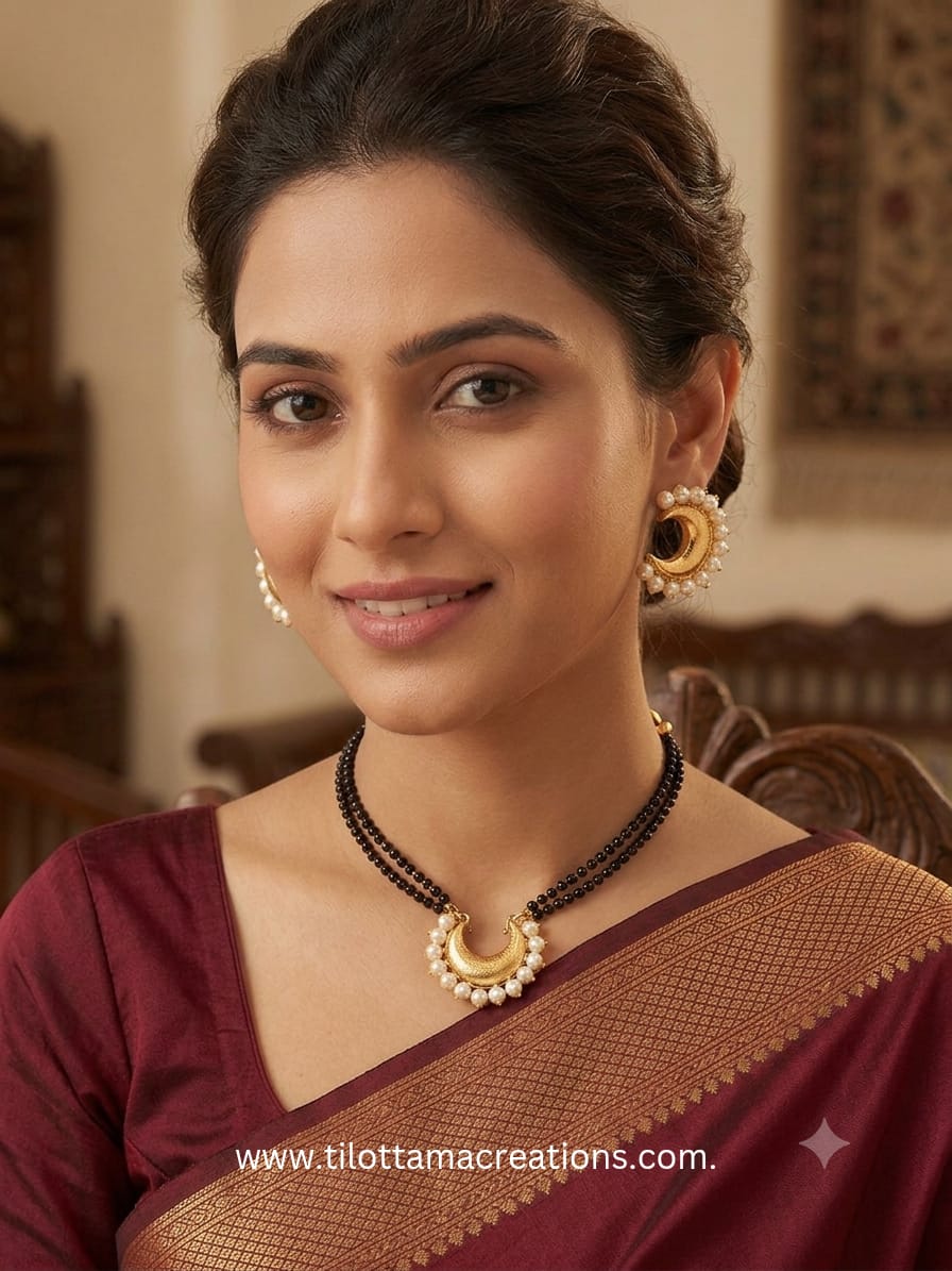 Golden Crescent Choker Mangalsutra