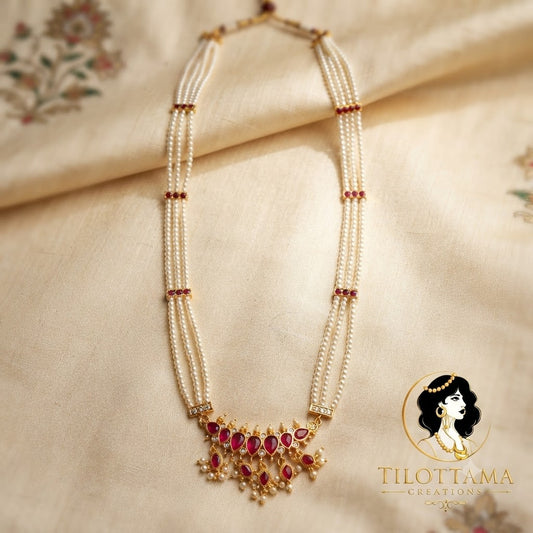 Royal Crimson Pearl Long Necklace