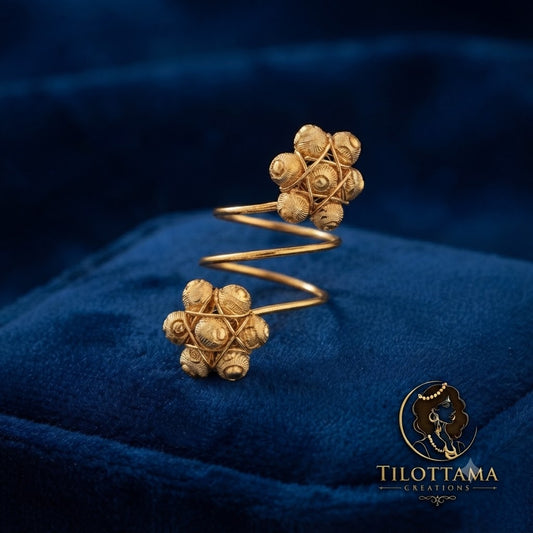 Golden Blossom Spiral Ring