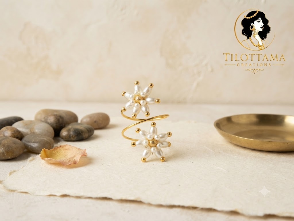 Pearl Blossom Spiral Ring