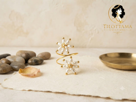 Pearl Blossom Spiral Ring