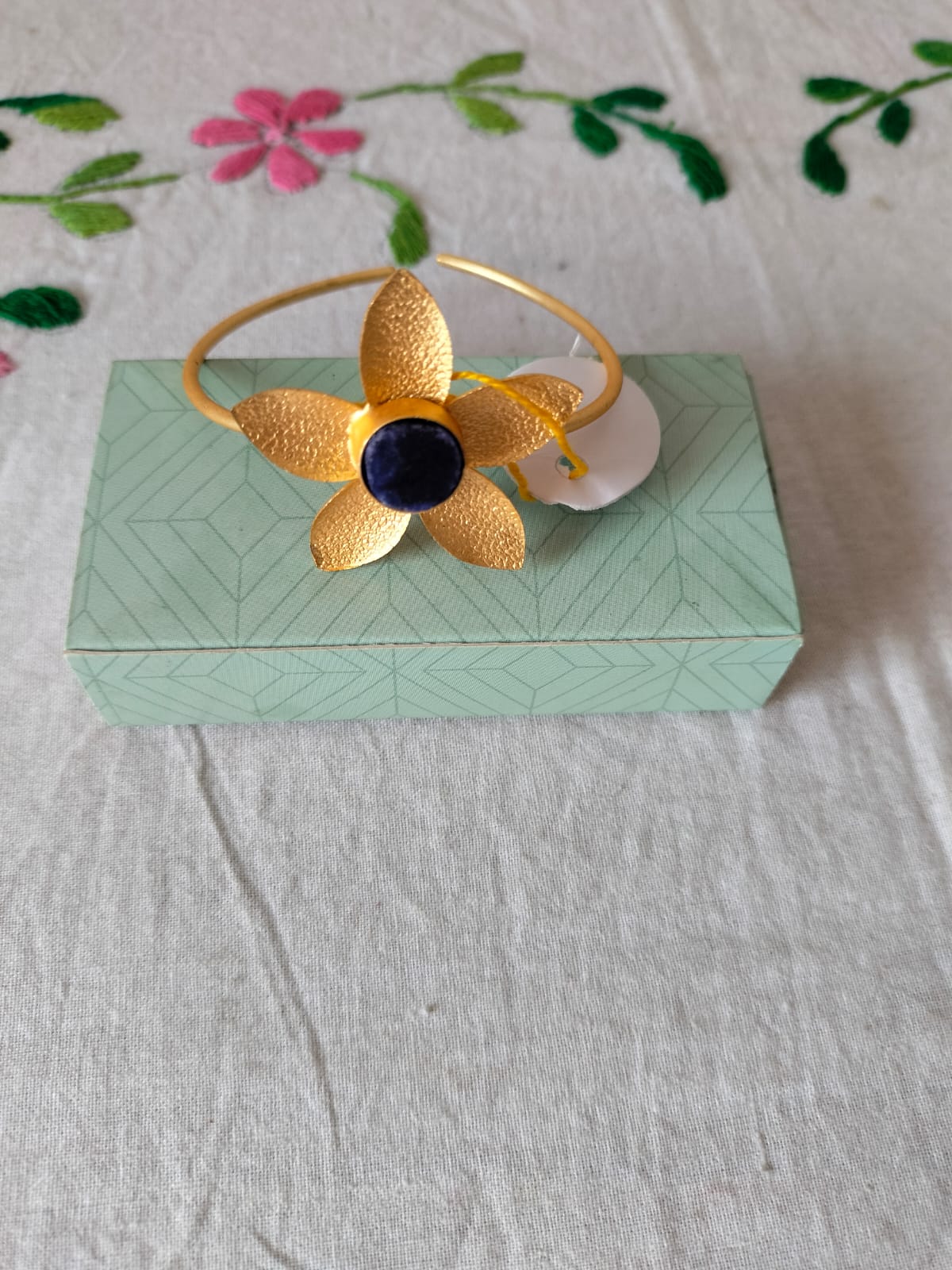 Golden Flora Lapis Bangle
