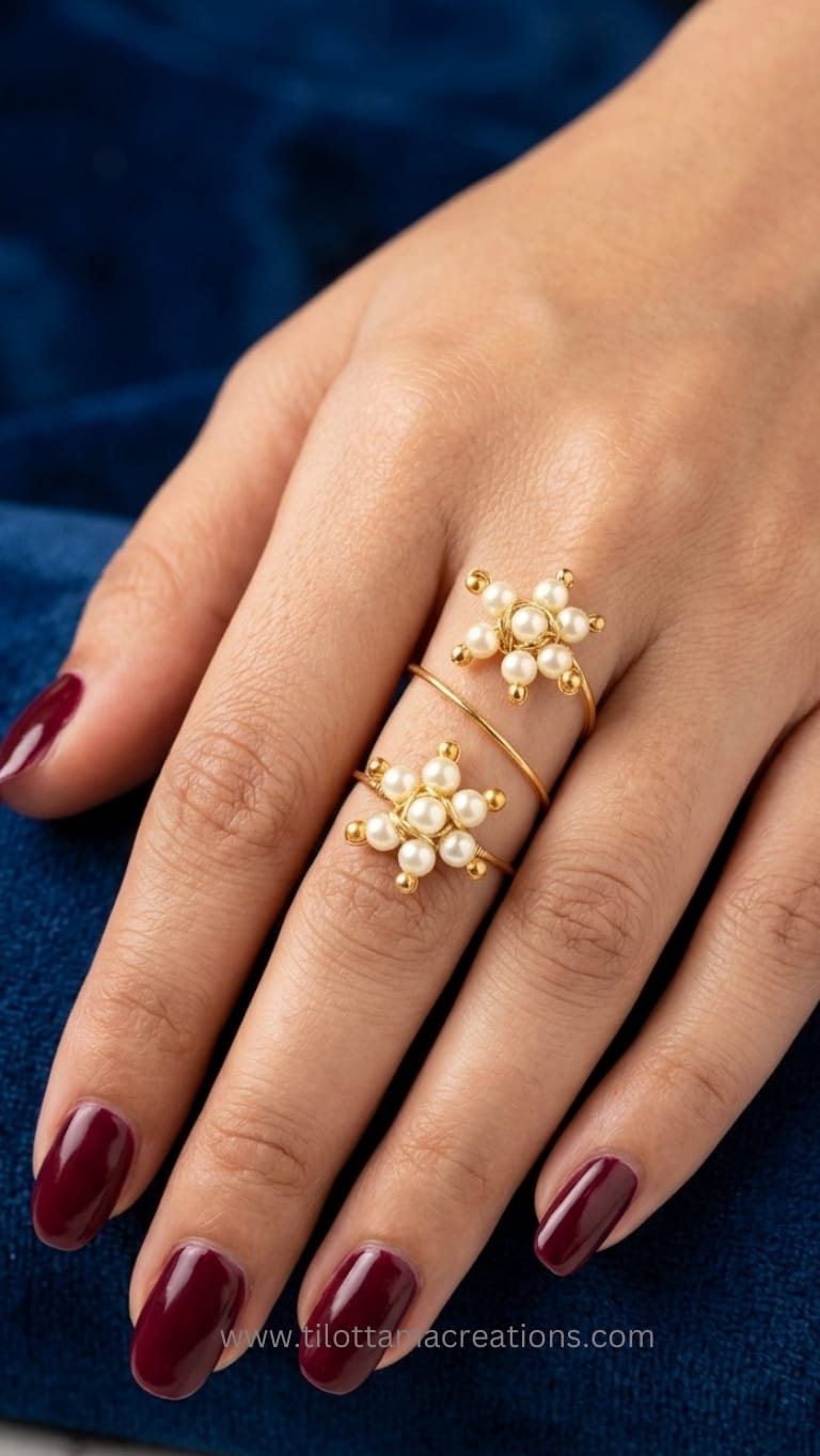 Dual Pearl Blossom Finger Ring