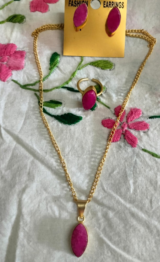 Magenta Marquise Jewelry Set