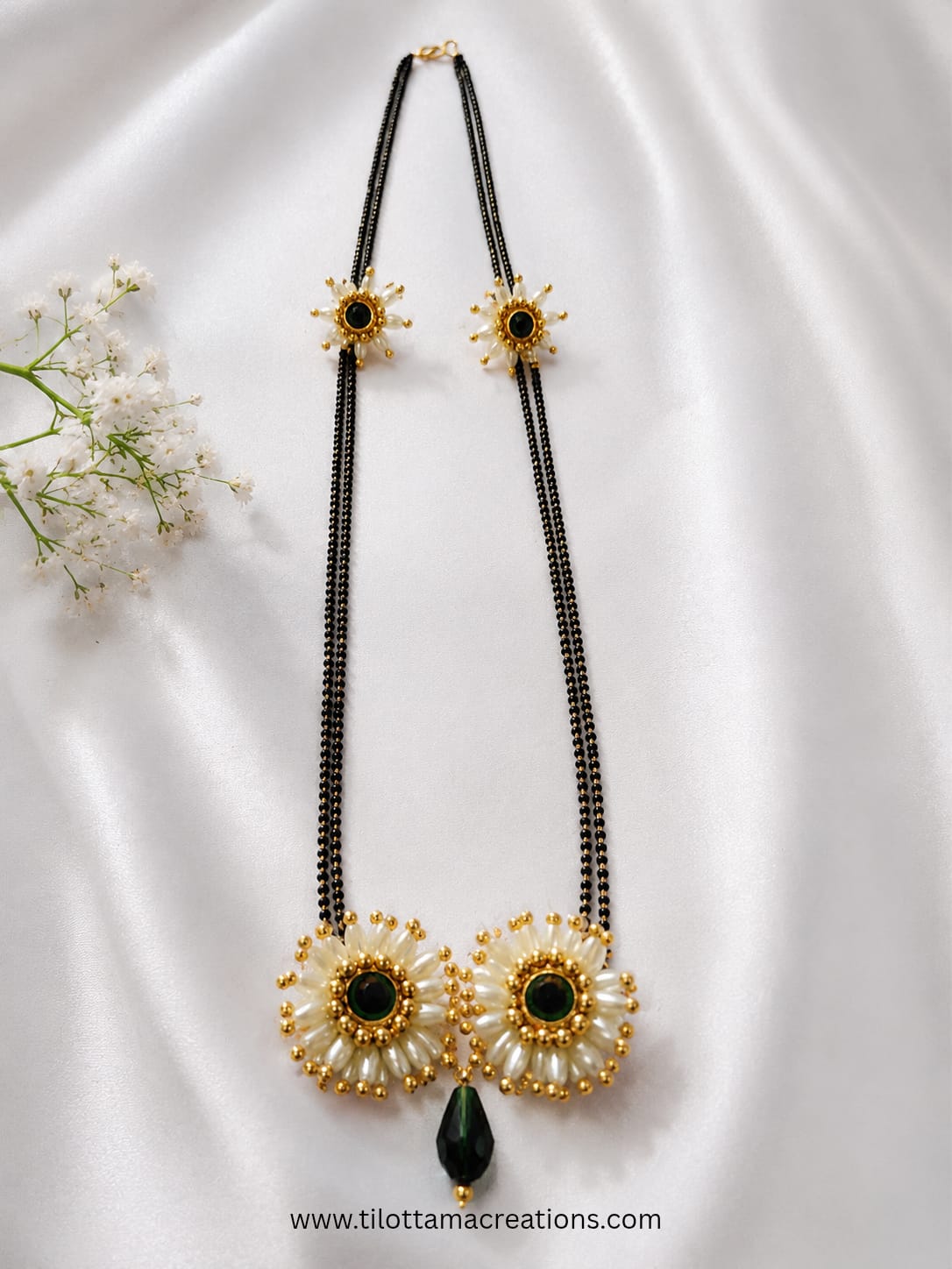 Emerald Blossom Double Pendant Mangalsutra
