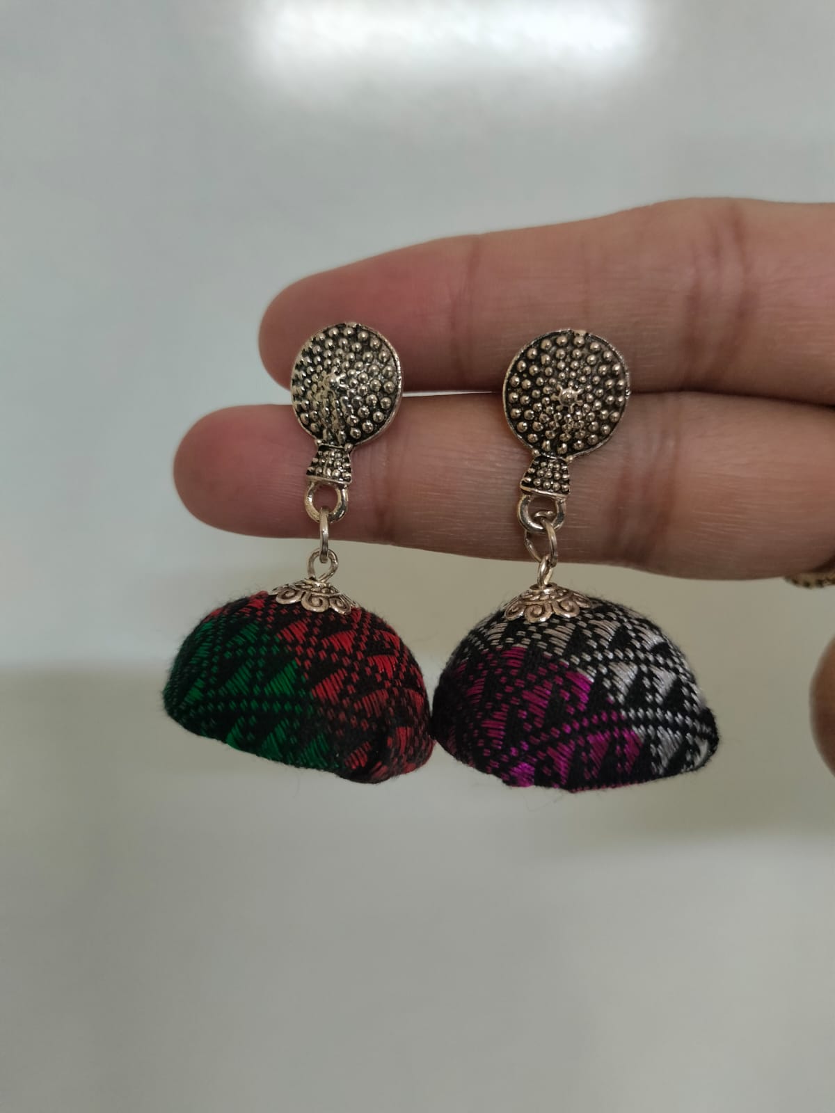 Amara Fabric Tassel Jhumkas