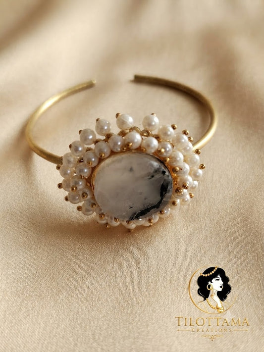 Celestial Moonstone & Pearl Cuff