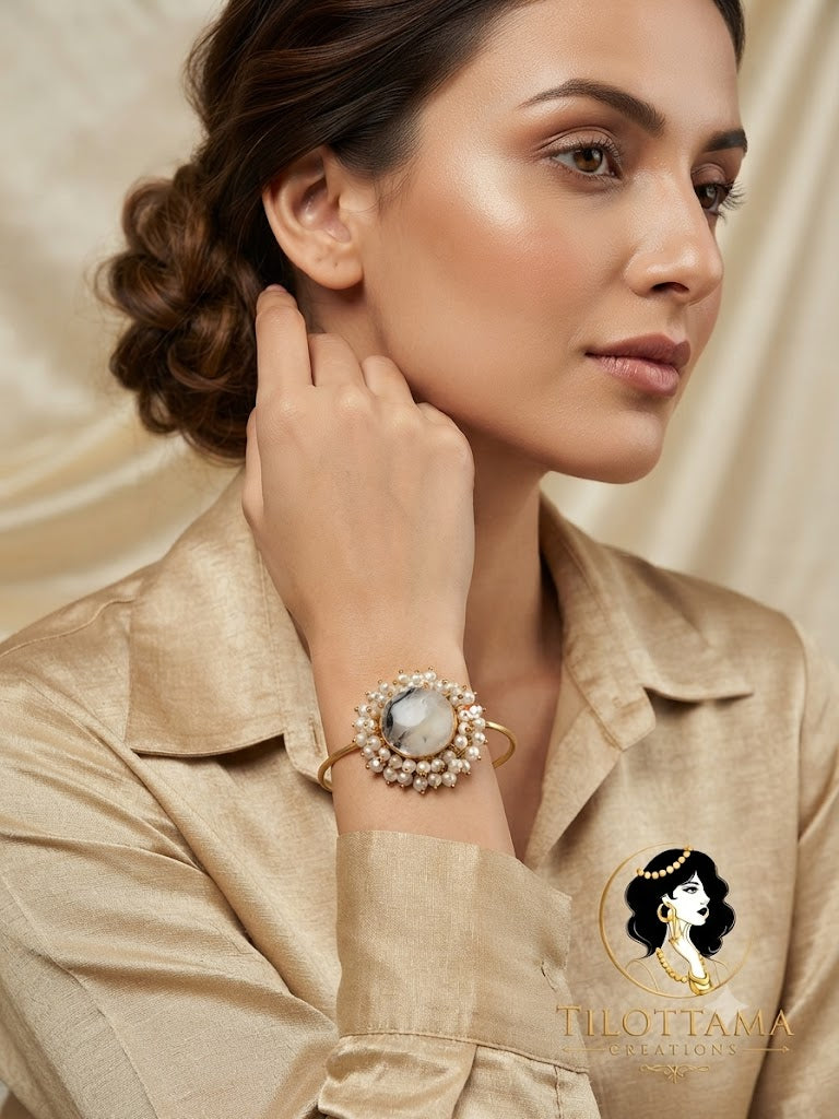 Celestial Moonstone & Pearl Cuff