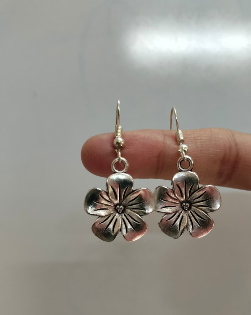 Vintage Petal Silver Earrings