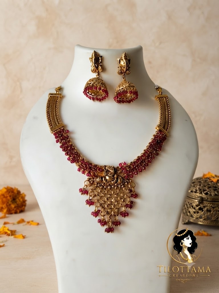 Royal Ruby-Toned Guttapusalu Choker Set