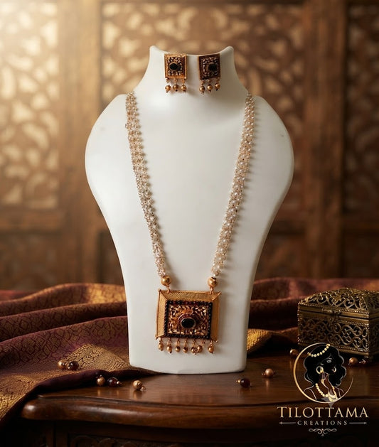 Vintage Box-Pendant Pearl Mala Set