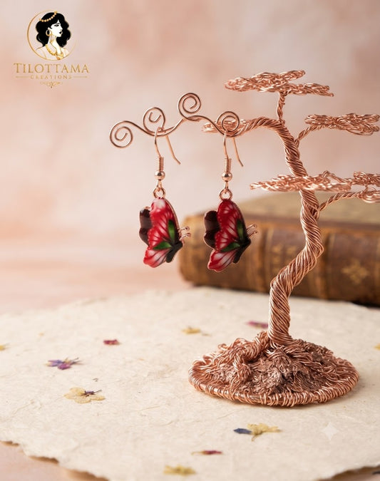 Vibrant Multicolored Butterfly Enamel Earrings