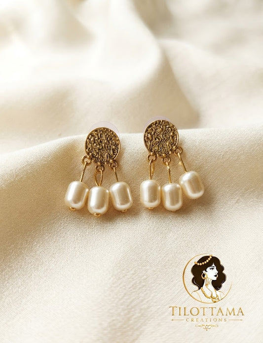 Gilded Ivory Medallion Earrings