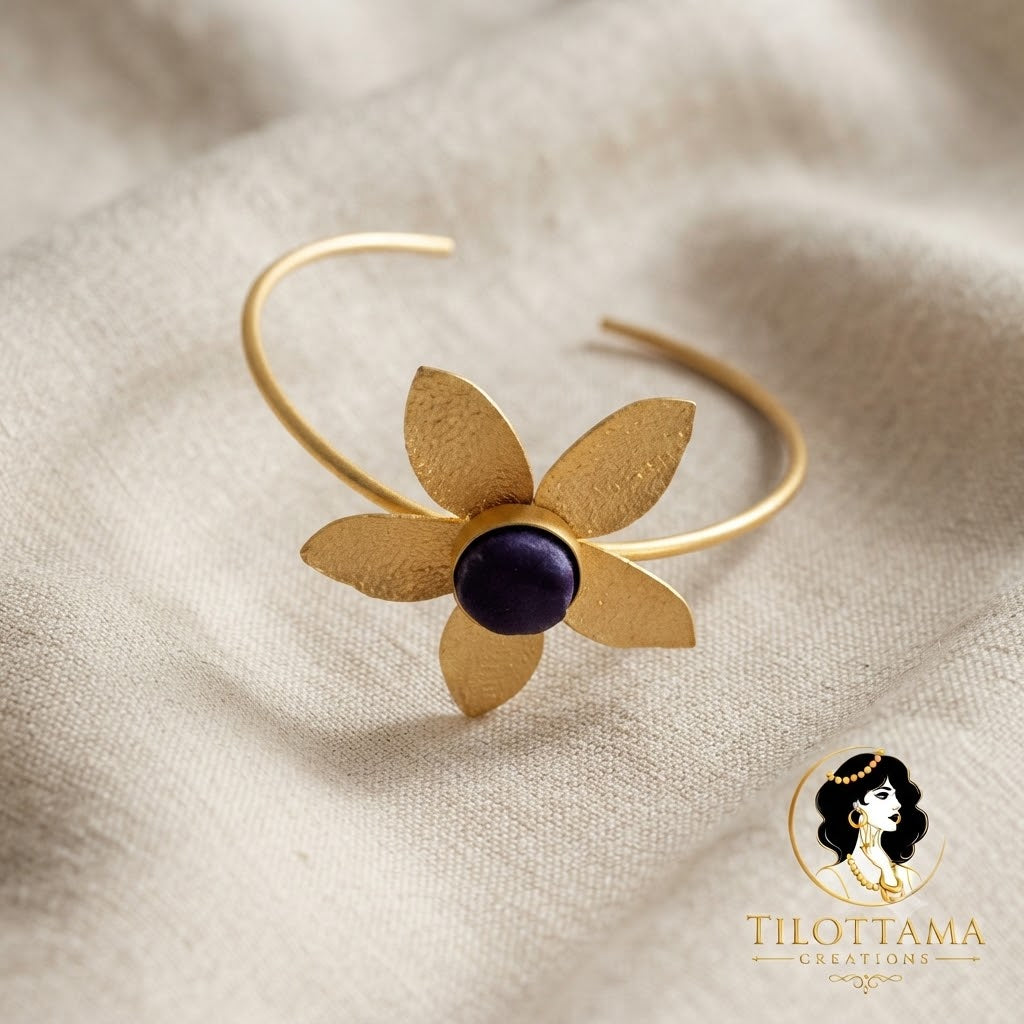 Golden Flora Lapis Bangle