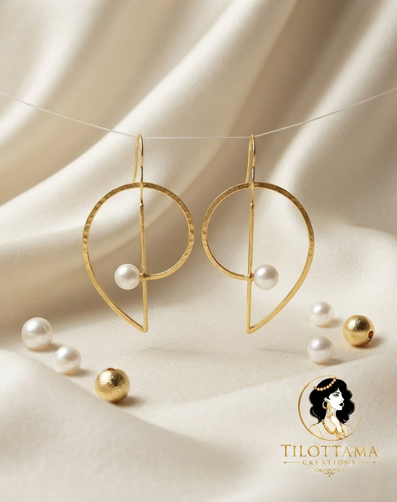 Golden Pearl Orbitals Earrings