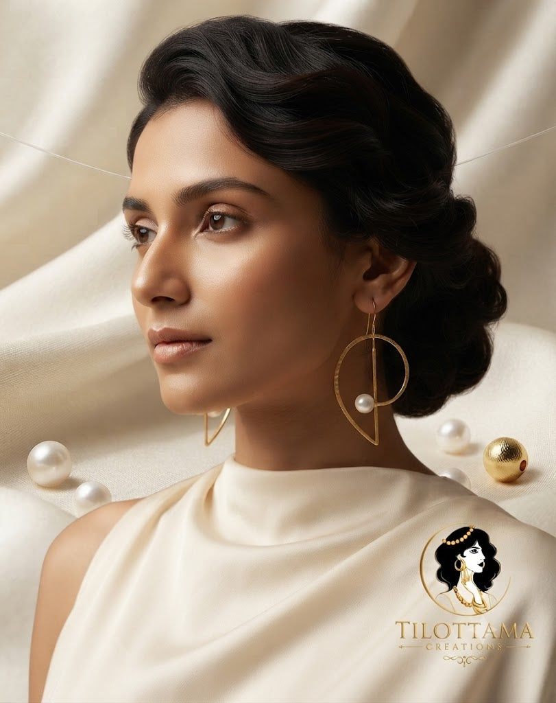 Golden Pearl Orbitals Earrings