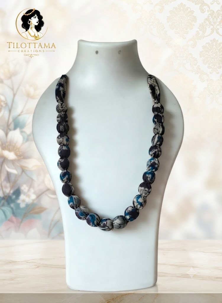Indigo Twilight Fabric Bead Necklace