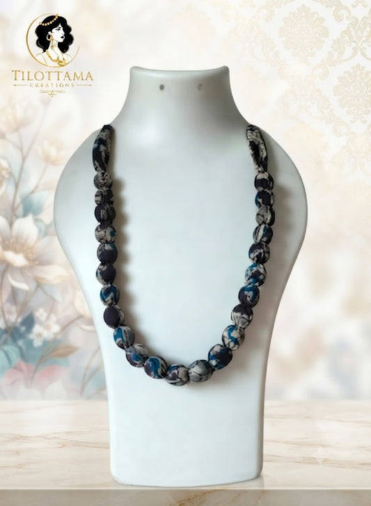 Indigo Twilight Fabric Bead Necklace