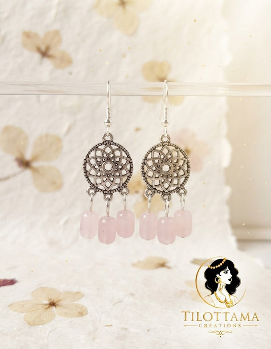 Pastel Petal Silver Boho Drops