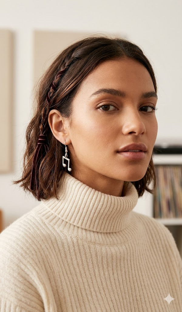 Silver-Toned Musical Note Earrings