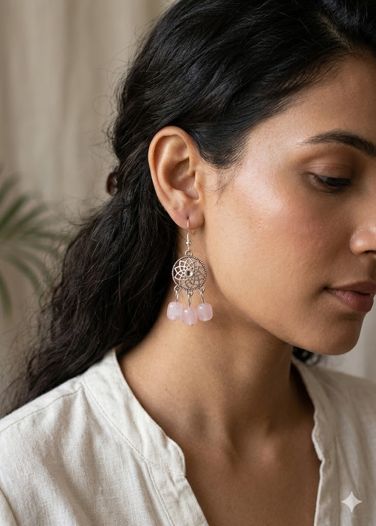Pastel Petal Silver Boho Drops