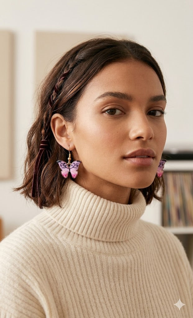Gradient Enamel Butterfly Hook Earrings