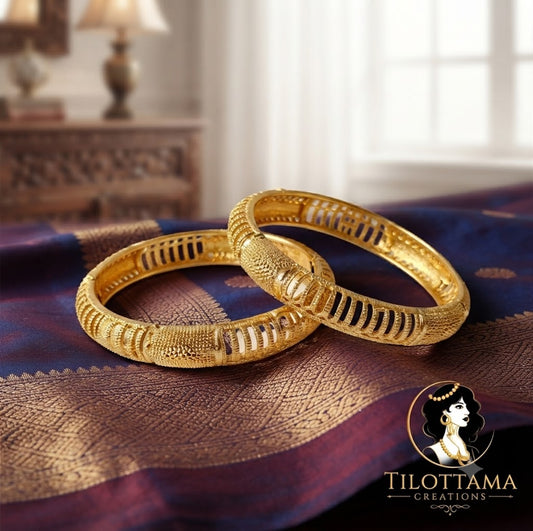 Royal Filigree Matte Gold Bangles